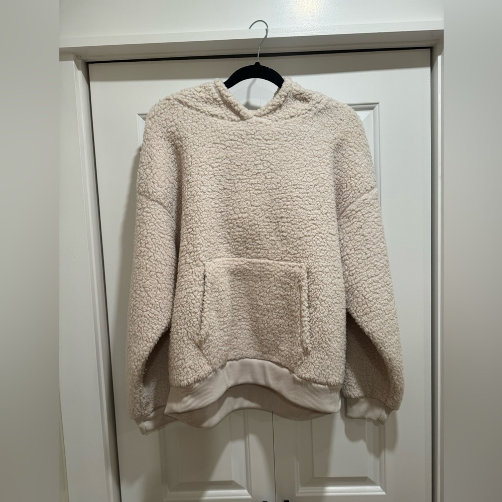 American Eagle White Sherpa Hoodie